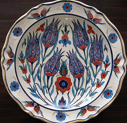 six-tulips hand painted plate by Danielle Adjoubel