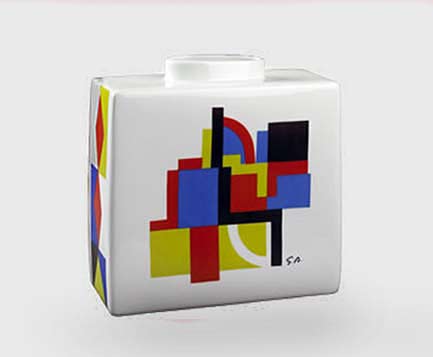 sonia-delaunay-limoges sonia-delaunay-limoges designed square ceramic bottle
