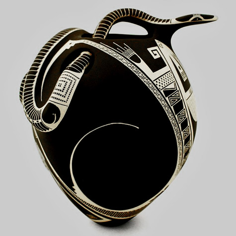 Olivia-Dominguez-snake-olla-475x475 Spectacular-tobacco-snake-olla-by-artist-Olivia-Dominguez---Mata-Ortiz