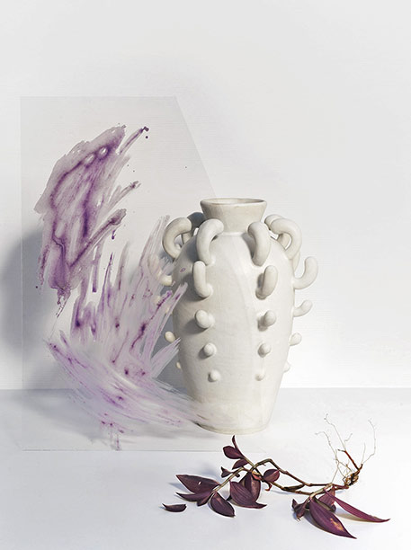 White sprouting vase --Nicolette-Johnson Small White sprouting vase --Nicolette-Johnson