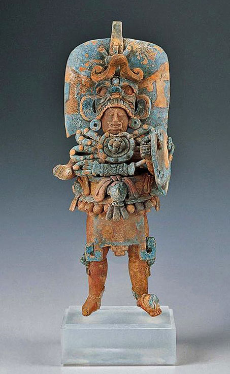Ceramic-standing-Mayan-Ruler Standing Ruler - Guatemala,-Maya-culture-Late-Classic-period-(A.D.-600–900)-c Kimball Art Museum
