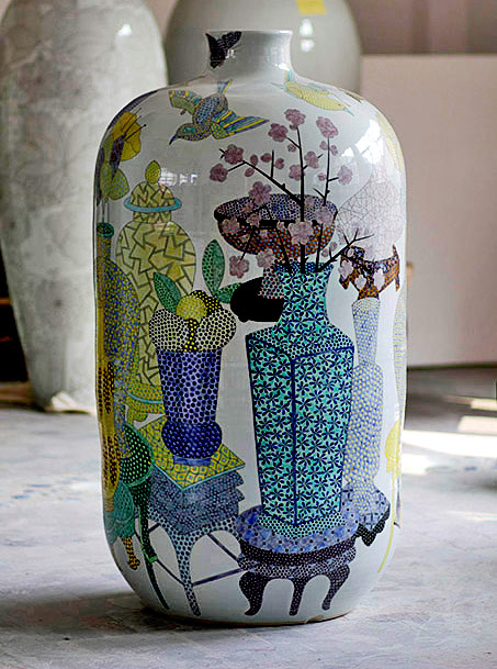 Still-Life-with-Jars,-Fruits-and-Cherry-Blossom,-2012--Felicity Aylieff Still Life with Jars, Fruits and Cherry Blossom,-2012--Felicity Aylieff