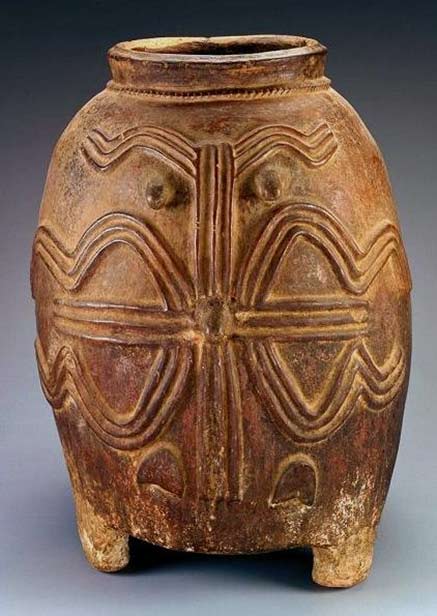 Storage-Vessel.-Kurumba-people Carved clay Storage-Vessel.-Kurumba-people