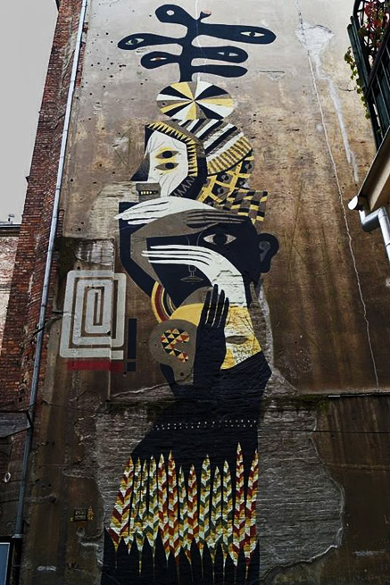 Polish-courtyard-mural Wall art at Szpitalna 6 Warsaw, Poland