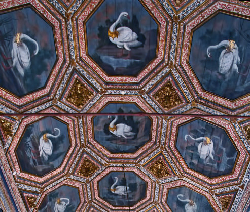 Pena-Palace-swan-ceiling Swan-Room-ceiling at Sintra Palace