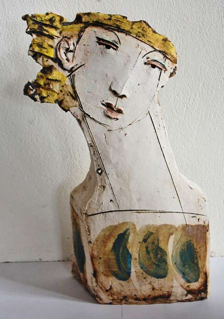Irish-christy-keeney-ceramic-bust christy-keeney ceramic bust of a girl with golden hair
