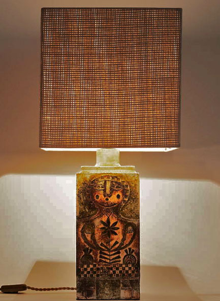 Roger-capron-ceramic-lampe French mid centuryTable-Lamp-by-Roger-Capron abstract female figure on base