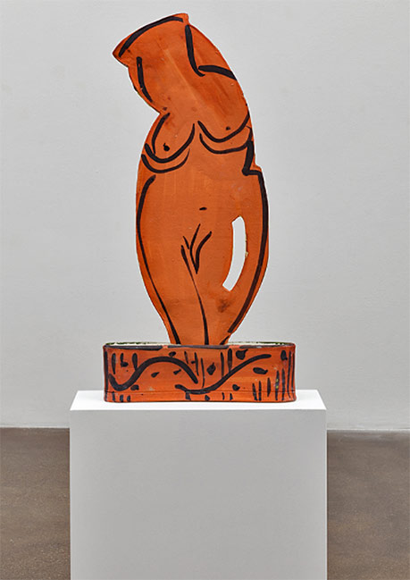 Tanzania,-2014,-Betty-Woodman Tanzania, 2014, glazed earthenware, epoxy resin, lacquer, paint, cement, Height 34inches by Betty Woodman