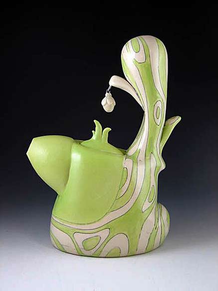 Teapot-by-Chandra-DeBuse-TEa-Campaign Chandra-DeBuse lime green abstract pattern teapot