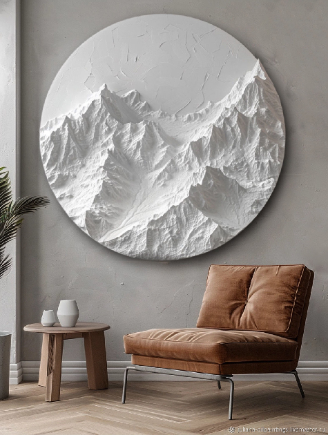 texture-paste-Round-white-painting-Mountains-Decor Texture paste round white painting Mountains Decor