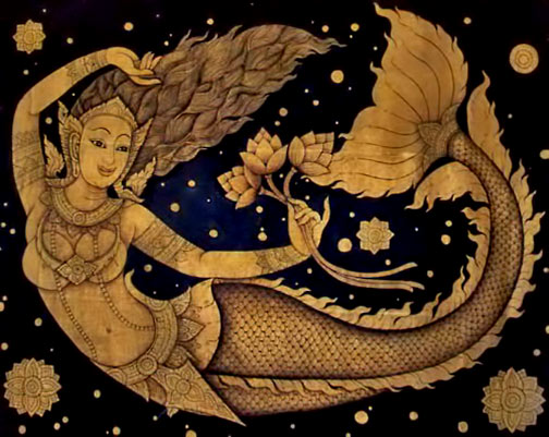 Thai-mermaid-art-painting Thai mermaid art painting
