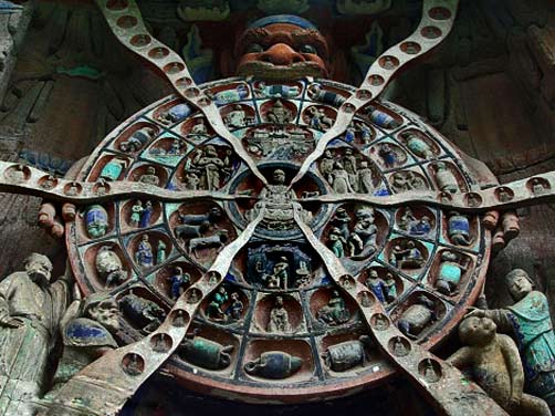 Bao-Ding-Mountain-Circle-of-Life. The-Dazu-Grottoes Buddhist sculpture Bao Ding Mountain Circle of Life.