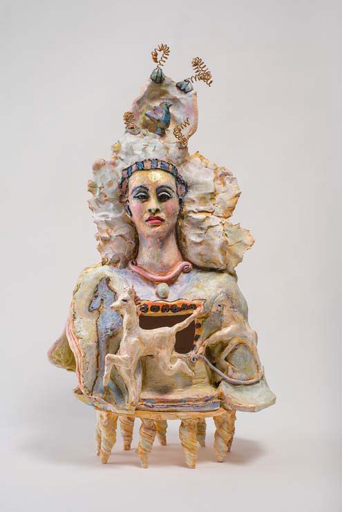 The-Debutante-2024-fired-ceramic-oxides-glazes-lusters-oils-cold-wax-gold-leaf-metal- The-Debutante-2024-fired-ceramic-oxides-glazes-lusters-oils-cold-wax-gold-leaf-metal-