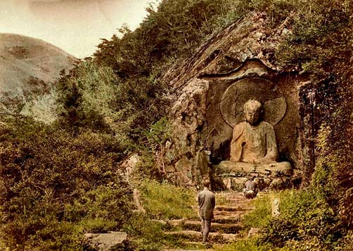 mountain-buddha-hakone THE-OLD-STONE-JIZO-CARVED-INTO-A-HIDDEN-MOUNTAIN-NEAR-HAKONE