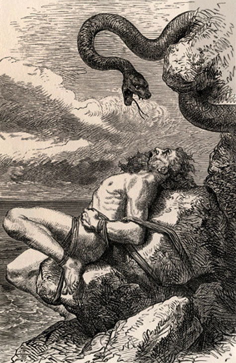 snake illustration The Punishment Of Loki