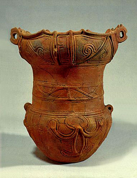 The-retainer-of-the-pot-has-a-human-motif.-BC.3,500---BC.2,500.-Jomon-era.-Yamanashi-Japan The retainer of the pot has a human motif. BC.3,500 - BC.2,500. Jomon era. Yamanashi Japan.