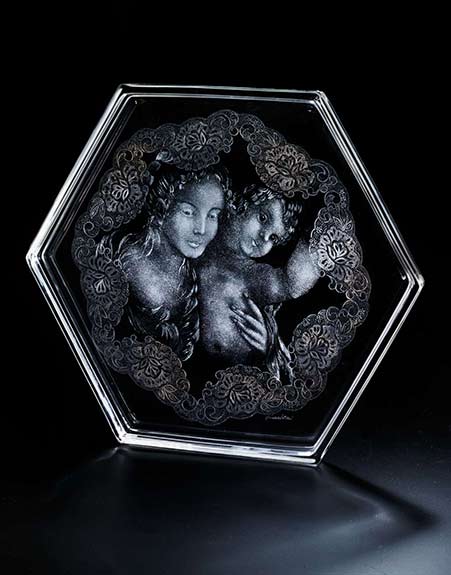 The-Worshipful-Company-of-Glass-Sellers-Trophy-2012 hexagonal glass plaque