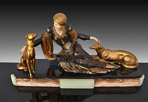 menneville-art-deco-statue the_guadrdians_MENNEVILLE-ART-DECO-LADY-WITH-DOGS