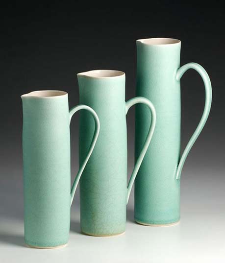 Three-porcelain-jugs--Emily-Myers Three-porcelain mint green -jugs--Emily-Myers