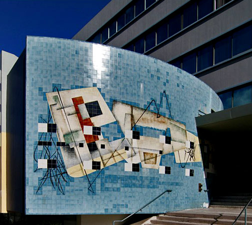 Tile-Mural-by-artist-Jay-Rivkin-(1916---2006)-at-the-California-Teachers-Association-building