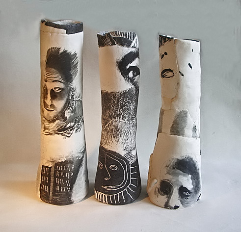 3-totem-vases-SallyHook Totem-Vases-1,-2,-3 by Sally Hook
