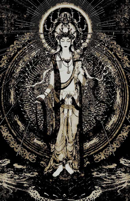 Quan-yin-art black and white Kuan Yin painting