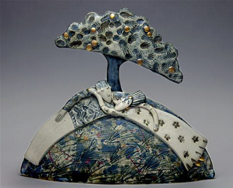 Helen-Martino-Underneath-the-old-apple-tree Underneath the old apple tree ceramic sculpture by Helen Martino