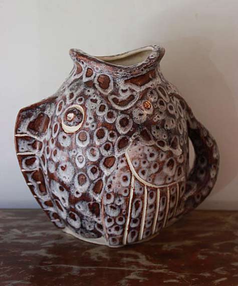 fish-sculptured-jug vallauris-fish-shaped-earthenware-jug