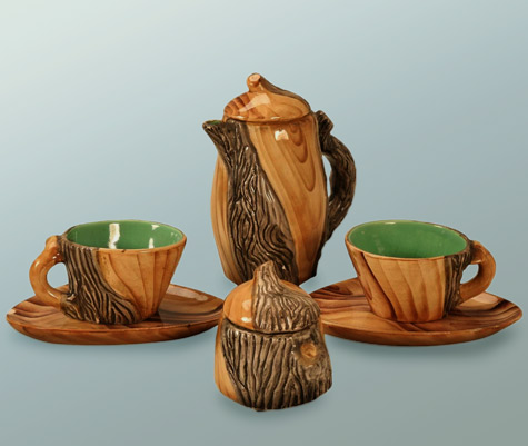 French-Vallauris-coffee-set Vallauris Vintage-French-Six-Piece-Faux-Bois-Coffee-Set--60s-Antiques-On-Old-Plank-Rd