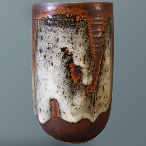 Vase-in-Brown-with-a-Light-Glaze-by-Jørgen-Mogensen,-1960s-- Vase in Brown with a Light Glaze by Jørgen Mogensen, 1960s