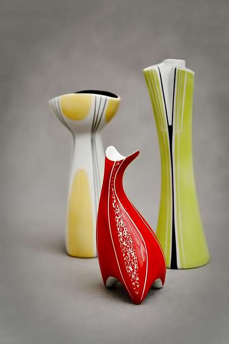 Vases,-Ćmielów Yellow, green and red vases - Porcelain Factory AS Ćmielów