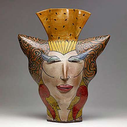 vessel-andrea-gill - vase with a raised relief face