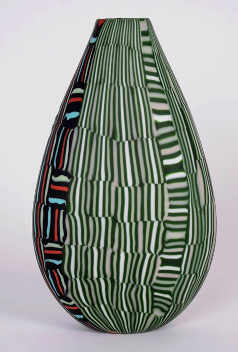 Scott-Benefield-glass-vase Vetro-Mosaico-by-Scott-Benefield patterned vessel