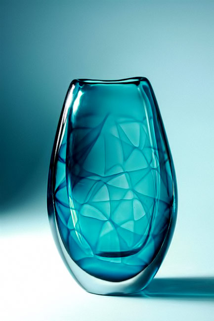 Vicke-Lindstrand-(Swedish,-1904-1983),-Kosta,-'Colora'-Glass-Vase Turquoise Vase,-Colora.-Designed-by-Vicke-Lindstrand-for-Kosta,-Sweden.-1950's