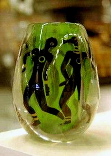 Vicke-Lindstrand-(Swedish,-1904-1983),-Orrefors,-Graal-Glass-Vase Vicke-Lindstrand - -Orrefors,-Graal-Glass-Vase Tribal Dancers