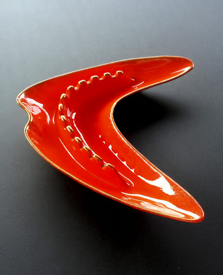 Vintage-California-Style-Ceramic-Pottery-Boomarang-Ash-Tray Vintage California Style Ceramic Pottery Boomarang Ash Tray