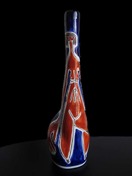 Vintage,-Deruta,-Decor-O Mid Century vase, Deruta, Italy standing abstract female illustration