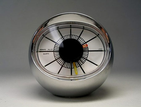 Vintage-Mod-Style-Desk-Clocks! Vintage 60's Space Age desk clock chrome sphere