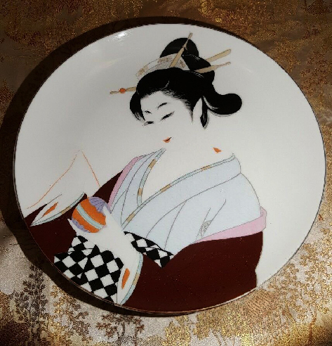 Vintage-Plate-Asian-Geisha-Japanese-Woman-in Vintage-Plate-Asian-Geisha-Japanese-Woman