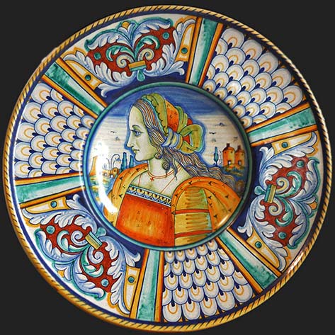 Orvieto-Deruta-majolica-plate vintage-romeo-juliet-portrait-plates-handpainted-italian-majolica-orvieto-deruta