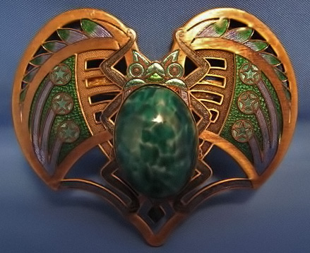 sunya-currie-egyptian-winged-scarab-439x358 Vintage-Sunya-Currie-Egyptian-Winged-Scarab-Beetle-Pin-with-Art-Glass-Stone-Body---For-sale-on-Ruby-Lane