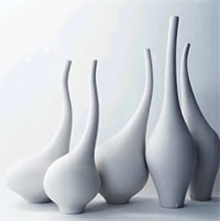 Vivienne-Foley-sculptural-ceramics Vivienne-Foley-sculptural-ceramics - combined group of white free form vases