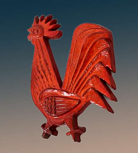Wall-Mounted-Large-Red-Glazed-Ceramic-Rooster Wall-Mounted Large Red Glazed Ceramic Rooster Designed by Amphora, Belgium