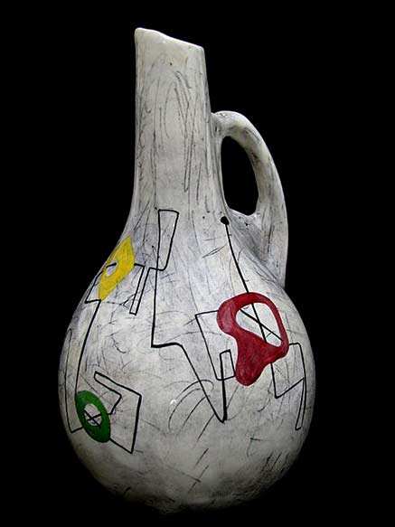 WEG-POTTERY-Ceramic-Water-Pitcher-Jug-Vase-1950s-Mid-Century-Modern Ceramic water pitcher - WEG Pottery