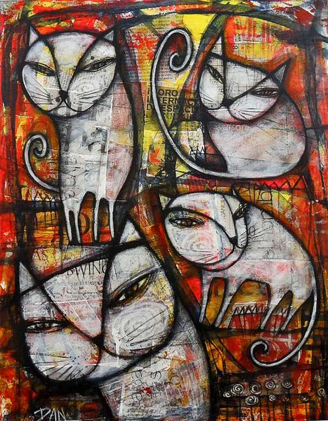 Dan-Casado-White-Cats-painting-collage White-Cats-by-Dan-Casado-photo--flickr