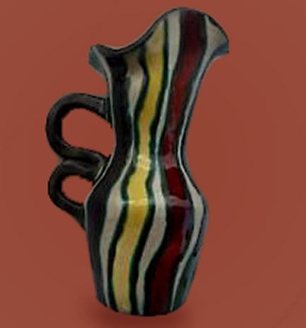 Striped-ceramic-jug,-Gabriel-Fourmaintraux, Striped ceramic jug,-Gabriel Fourmaintraux,