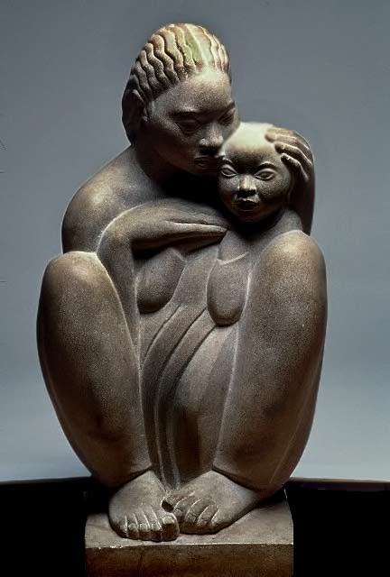 William-Ellisworth-Artis-(1914---1977),-African-American-sculptor---'Mothers-love' William-Ellisworth Artis sculpture of a mother holding a child
