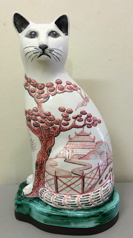 Willow-tree-cat-Ceramic-H Martin Haines -- 'Willow Tree Cat' pink and white