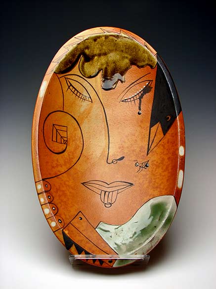 Woman-with-pierced-tongue-Fred-Johnston Fred-Johnston ovoid plate