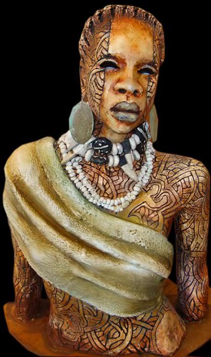 woodrow-nash-ceramic-bust woodrow-nash-tribal African sculpture bust
